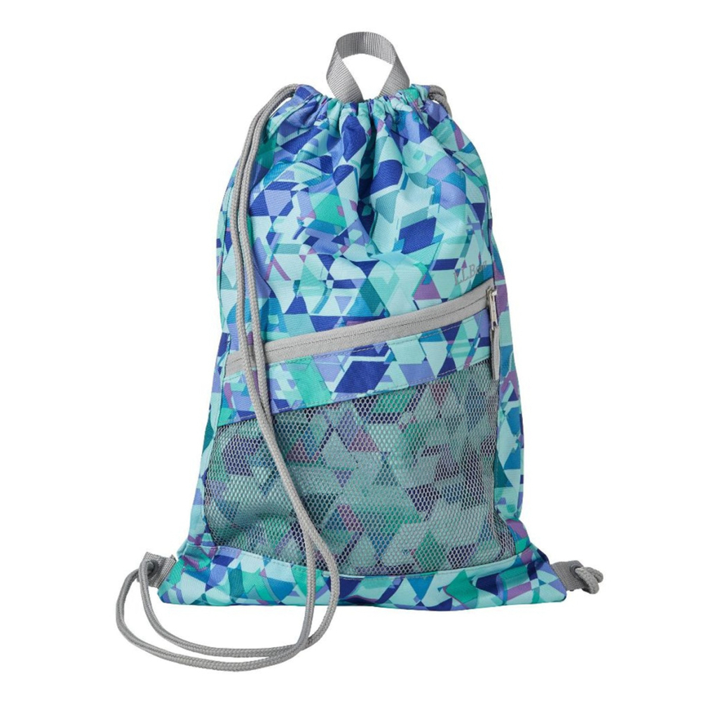 Ll Bean Drawstring Cinch Backpack Blue Green Geom… - image 1